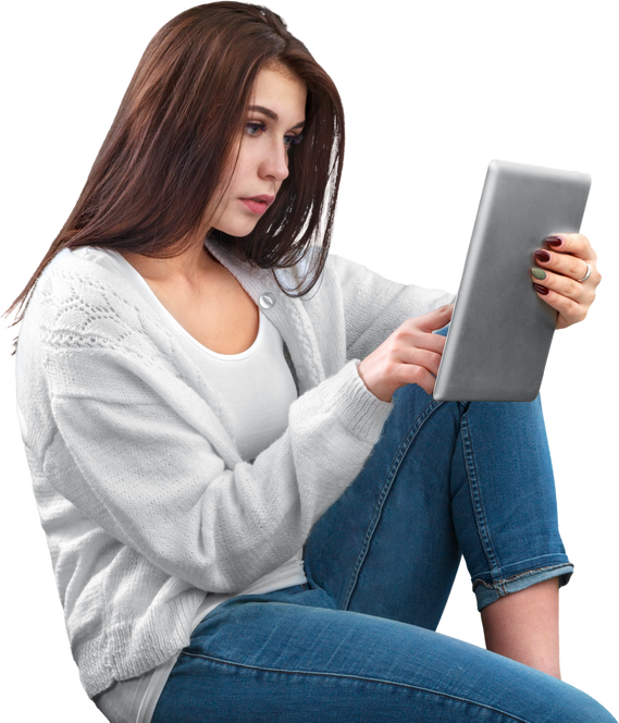 Woman's Hand Holding White Tablet Pc